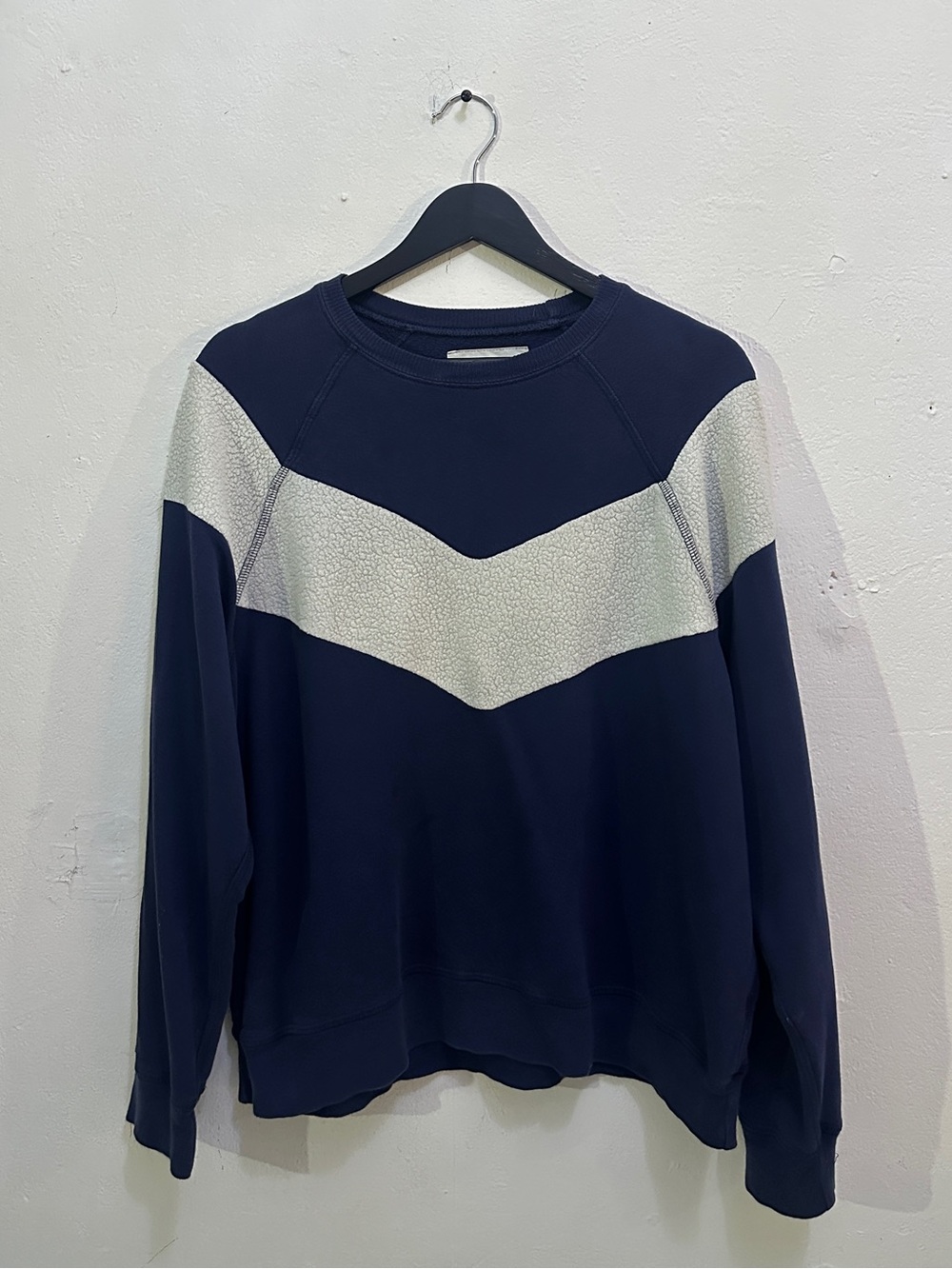 THE GREAT. Women’s Navy Ivory Colorblock Sherpa Fleece Sweatshirt Size 0